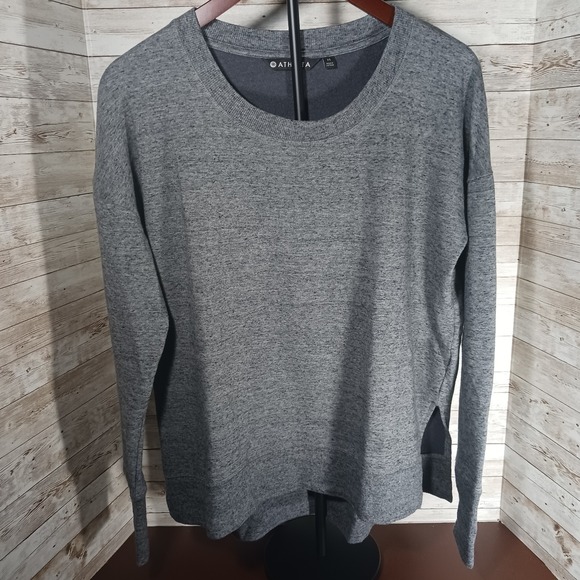 Athleta Sweaters - Athleta Sweater Women's Medium Gray Long Sleeve Ribbed Cuff High Low Round Neck